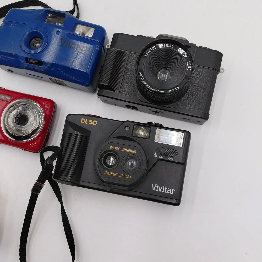 7 Camera Lot Untested Parts & Repair Only Vivitar Olympus Minolta Jazz
